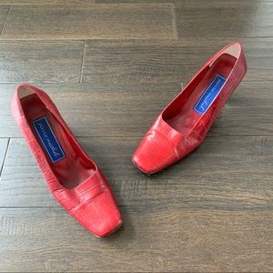 Pierre Michel Size 7 Red Leather High Heels